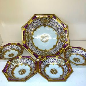 Vintage Hand Painted Made In Japan Purple and Gold Foil Decorative Bowls